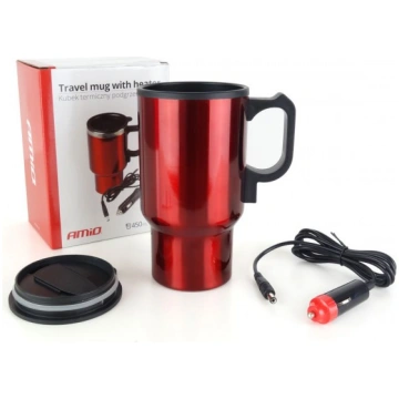 Automašīnas tējkanna/krūze 450ml sarkana krāsa 12V