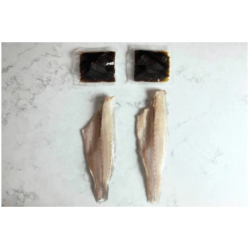 2 Sea Bass Fillets portions with a blackened Miso