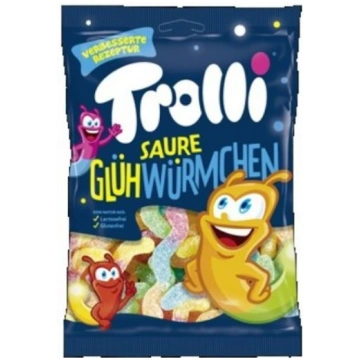 TROLLI želejkonfektes skābie Glowworms, 200g