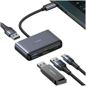 Usams 4in1 Adapteris 2xUSB 2.0 / USB 3.0 / USB-C H