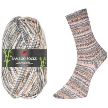 PRO LANA Bamboo Socks Nr966 - pelēks/aprikoze