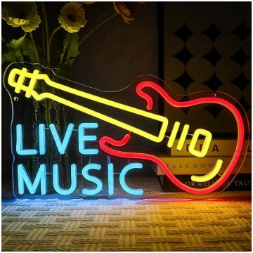 Live Music Neon Sign Krāsains LED neona zīme Siena