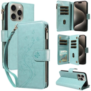 Artificial Leather Embossed Zipper Phone Case for