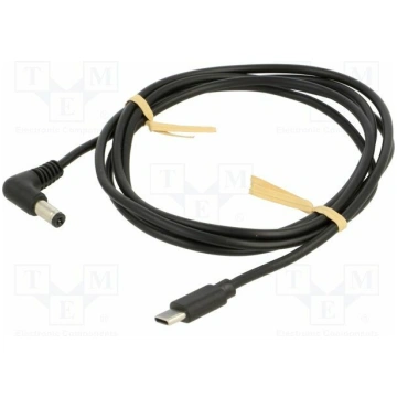 Cable; USB C plug,DC 5,5/2,1 plug; angled; black; 