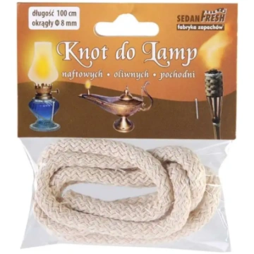 Eļļas lampas dakts, apaļš, 8 mm BAMER
