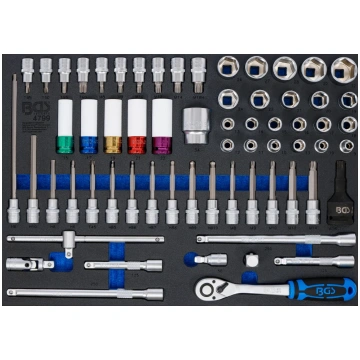 Tool case 3/3: sockets, bits, extensions, ratchet 