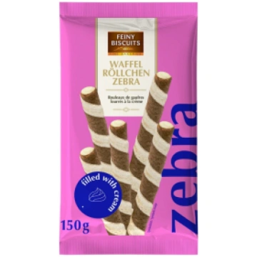 Vafeļu rullīši Feiny Biscuits Zebra ar krēma pildī