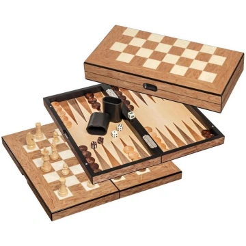 Philos Chess Backgammon Checkers Set, field 40 mm,