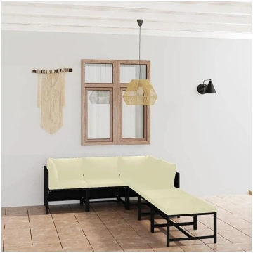 6 Piece Garden Sofa Set with Cushions Black Poly R