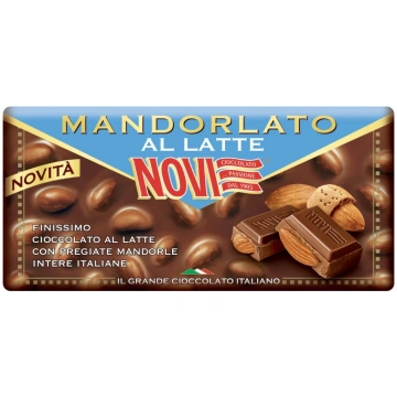 Piena šokolāde ar mandelēm NOVI Mandorlato, 100g