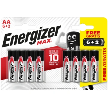 Baterijas Energizer MAXAA B6+2, AA, 1.5 V, 8 gab