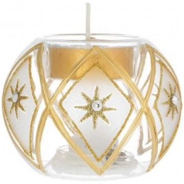 Sfera Natalizia Vetro Luci Led Candela Cera Decoro