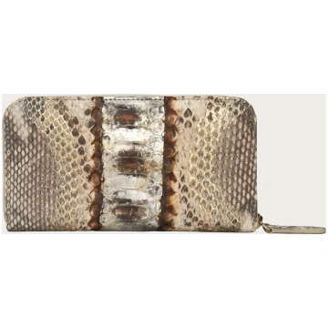 Women's python Leather Zip Around Wallet grey